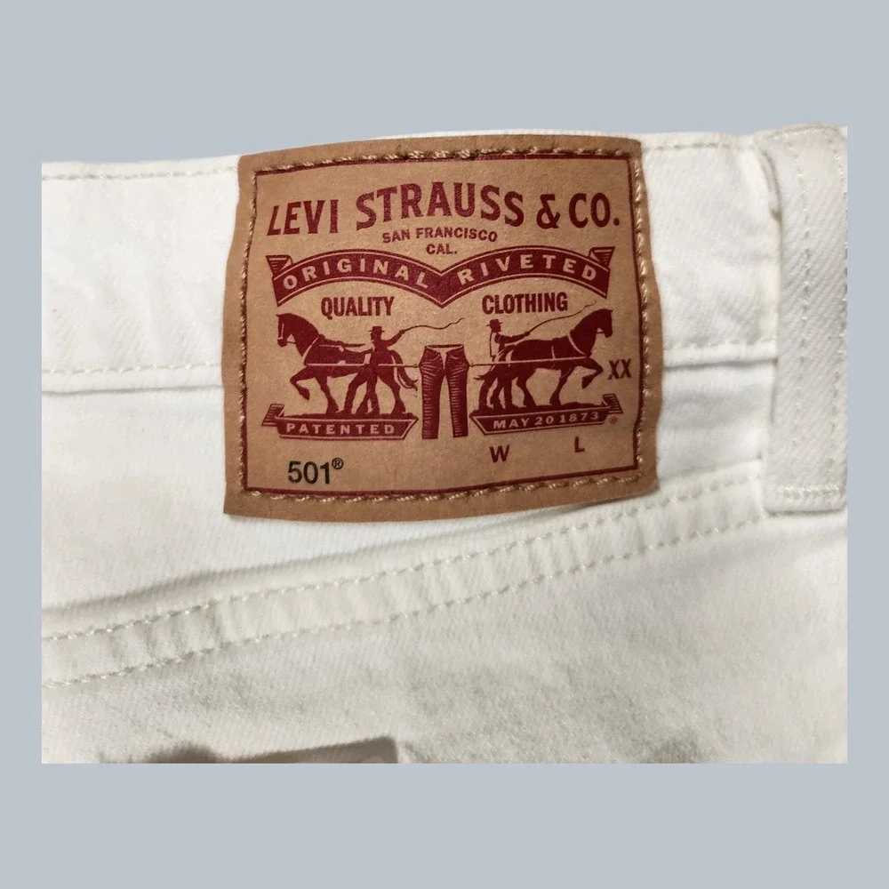 Levi's 501 Original High Rise Cutoff Denim Shorts Off White Plus Size 22W